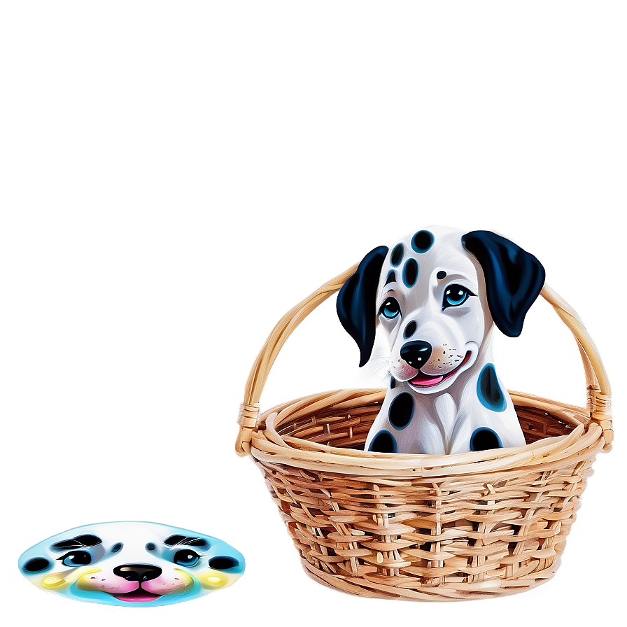 Dalmatian Puppy Basket Png 06232024