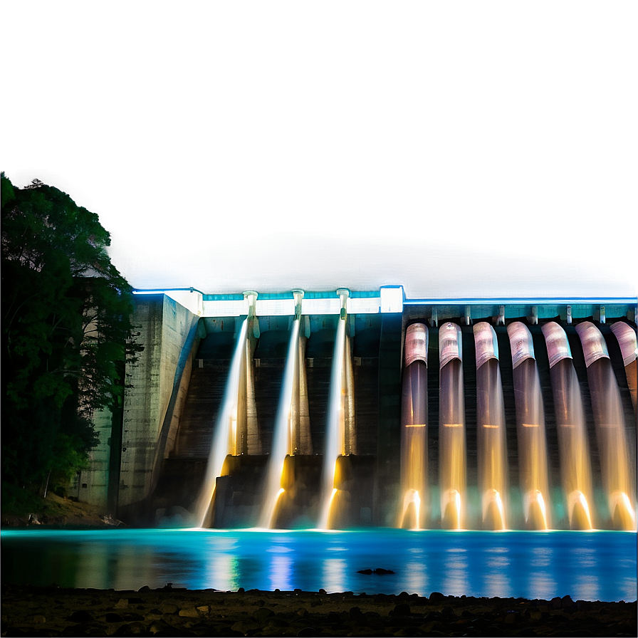 Dam Illumination Night View Png 06292024