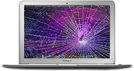 Damaged Mac Book Air Screen PNG with transparent background