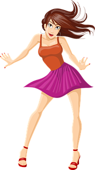 Dancing Girl Vector Illustration PNG with transparent background
