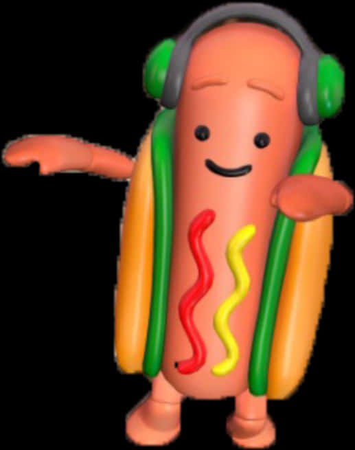 Dancing_ Hotdog_ Character PNG with transparent background
