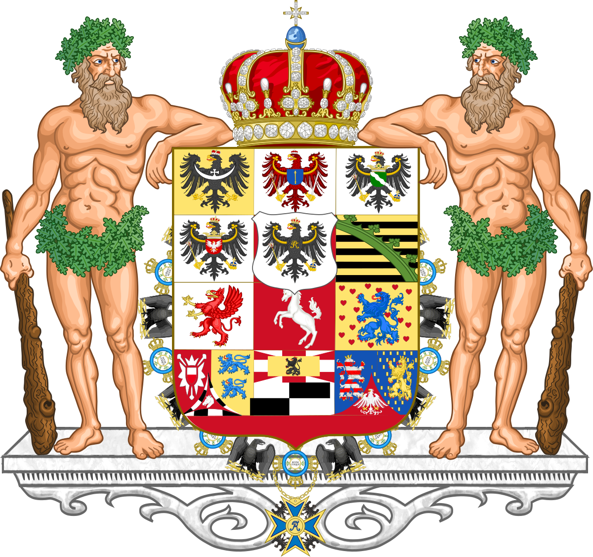 Danish_ Royal_ Coat_of_ Arms_ Supported_by_ Wild_ Men