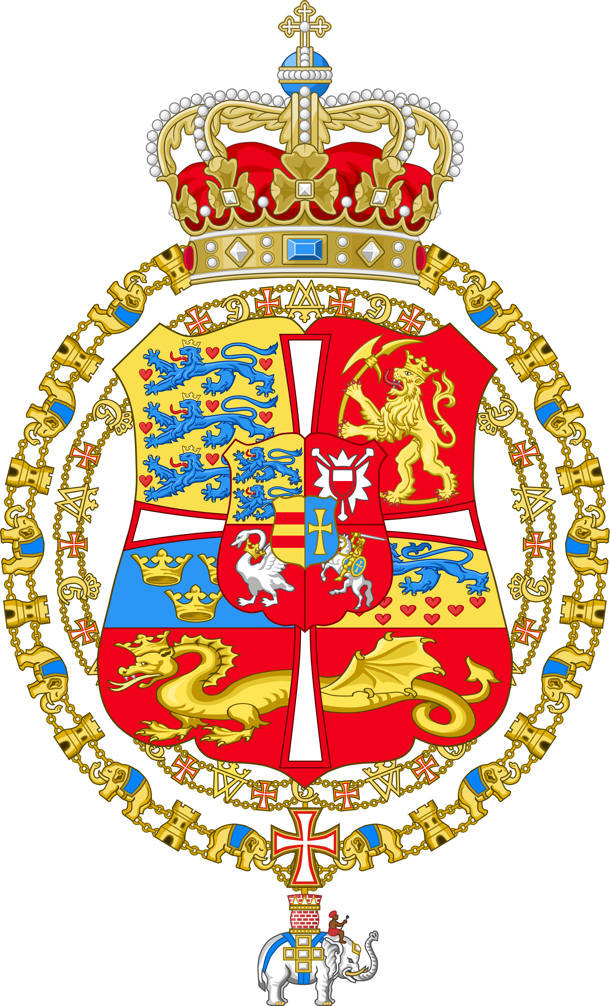 Danish Royal Family Coat Of Arms, HD Png Download PNG with transparent background