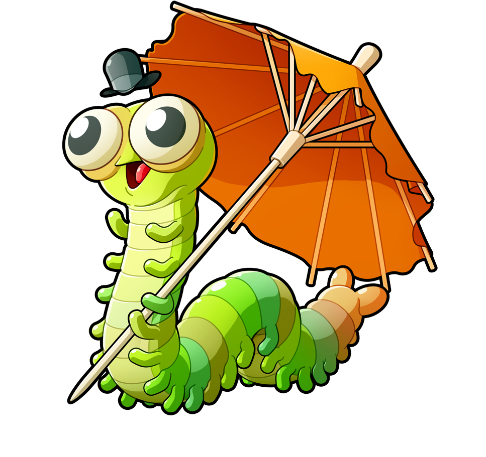 Dapper Caterpillar With Umbrella