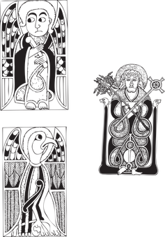 Dark Angelic Figures Engravings PNG image with a transparent background, free high-resolution download