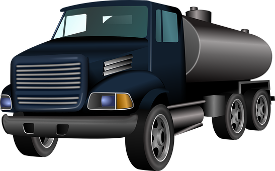 Dark Blue Tanker Truck Illustration PNG with transparent background