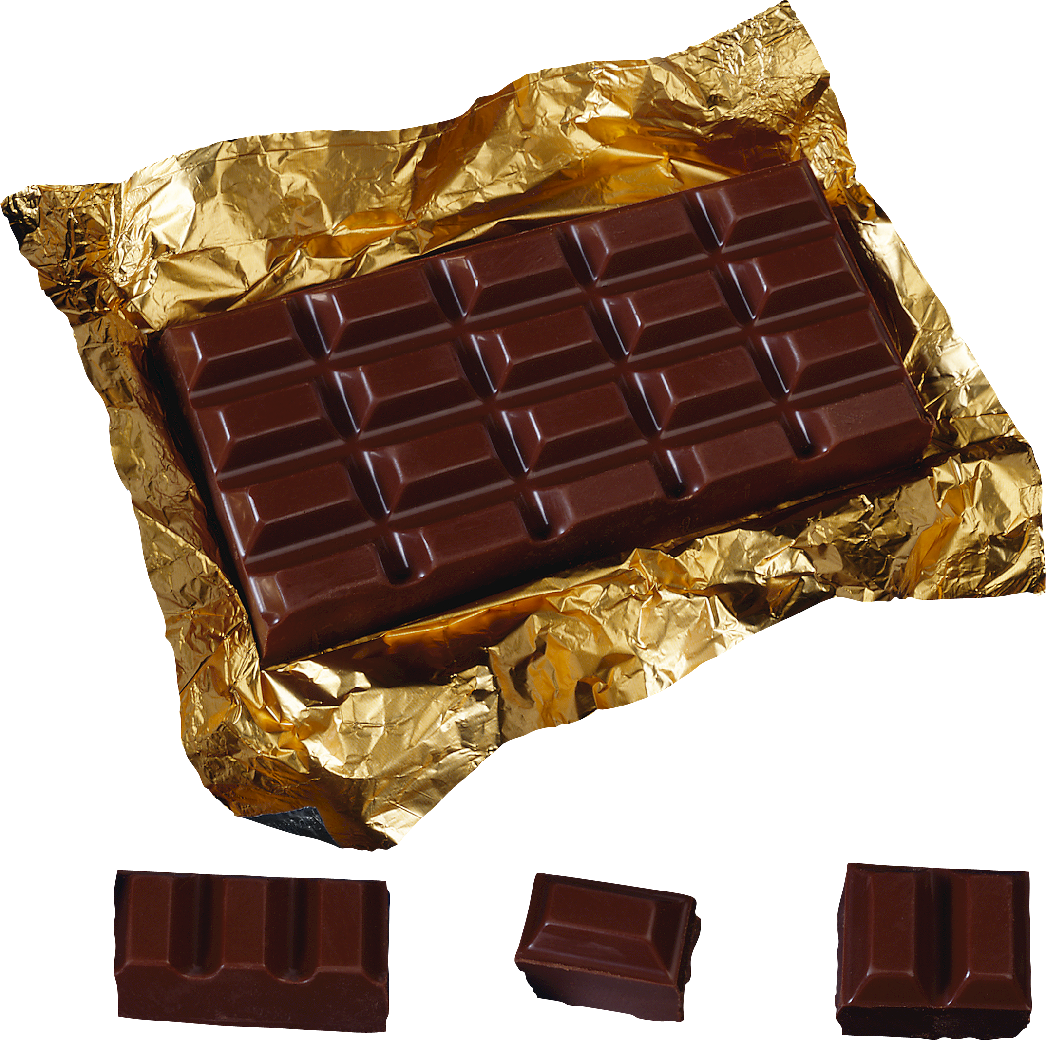 Dark Chocolate Barin Golden Wrapping PNG with transparent background