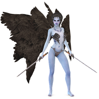 Dark Fantasy Angel Warrior PNG with transparent background