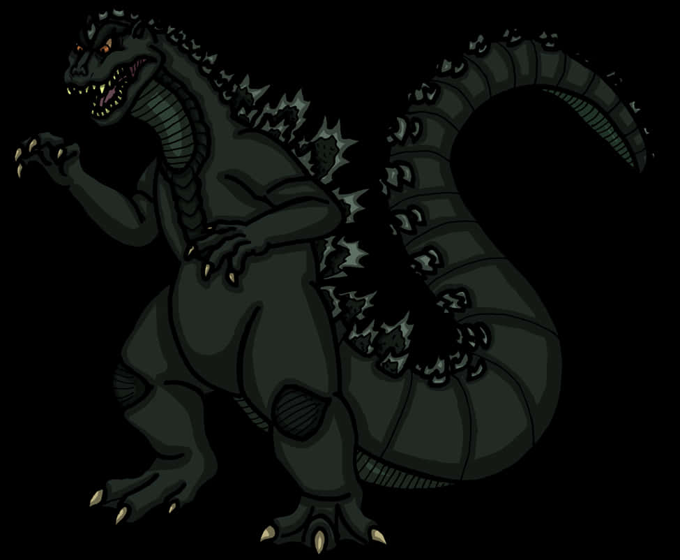 Dark Godzilla Illustration PNG with transparent background