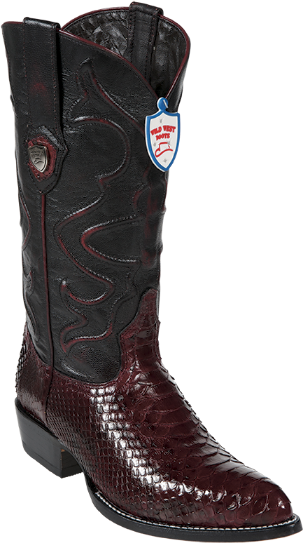 Dark Red Cowboy Bootwith Embossed Design