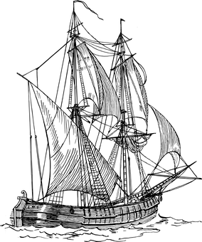 Dark Silhouette_ Ship At Sea PNG with transparent background