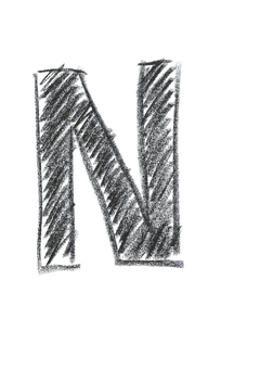 Dark Textured Letter N PNG with transparent background