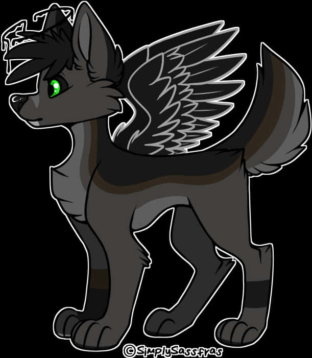 Dark Winged Wolf Cartoon