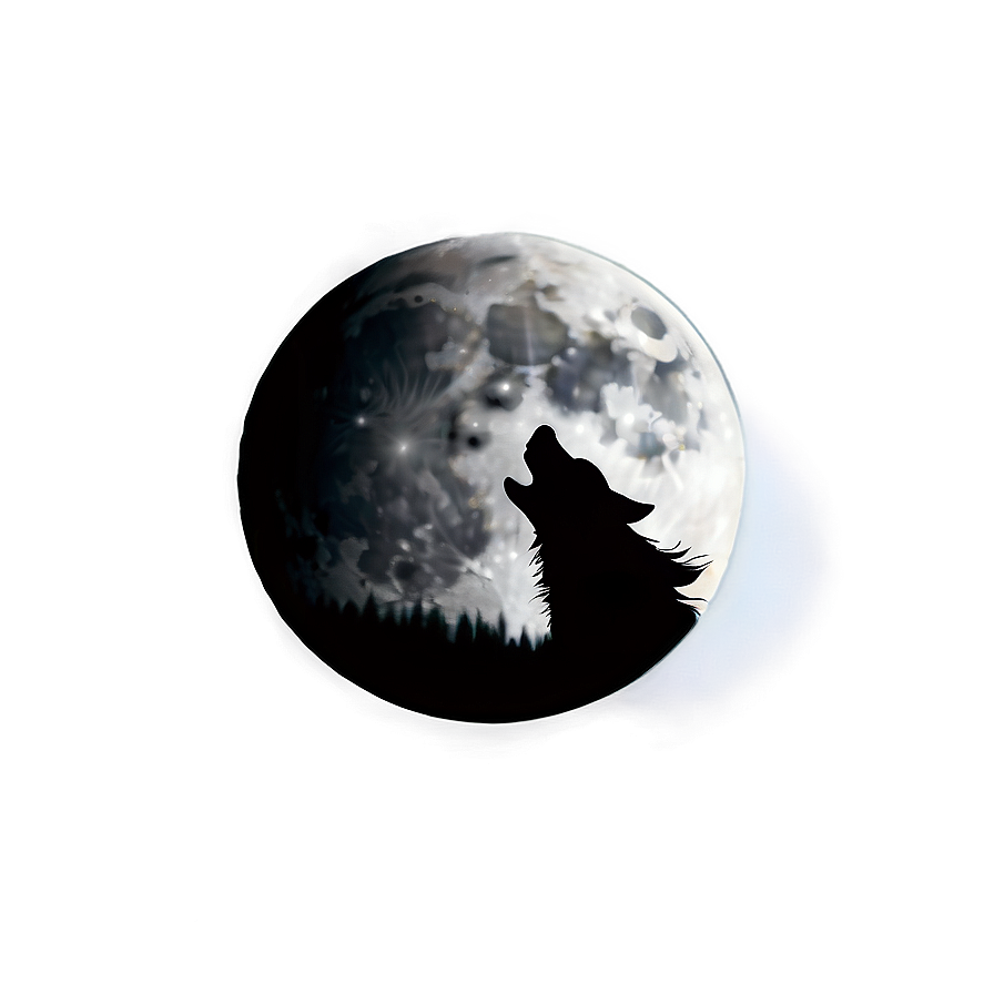 Dark Wolf Silhouette In Moon Png 05032024