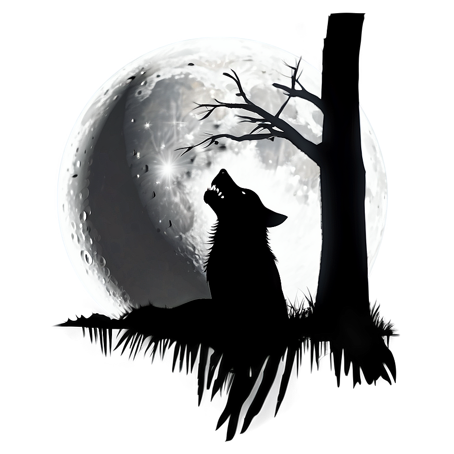 Dark Wolf Silhouette In Moon Png 70