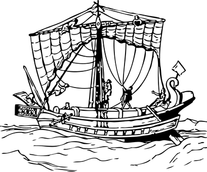 Darkened Ship Silhouetteat Sunset PNG with transparent background