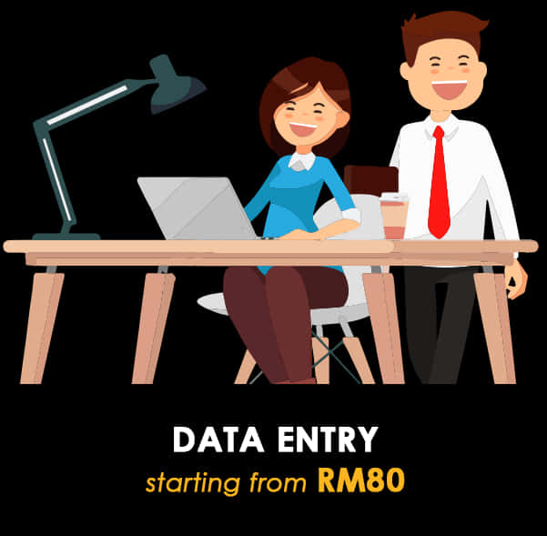 Data Entry Promotion Office Setting PNG with transparent background
