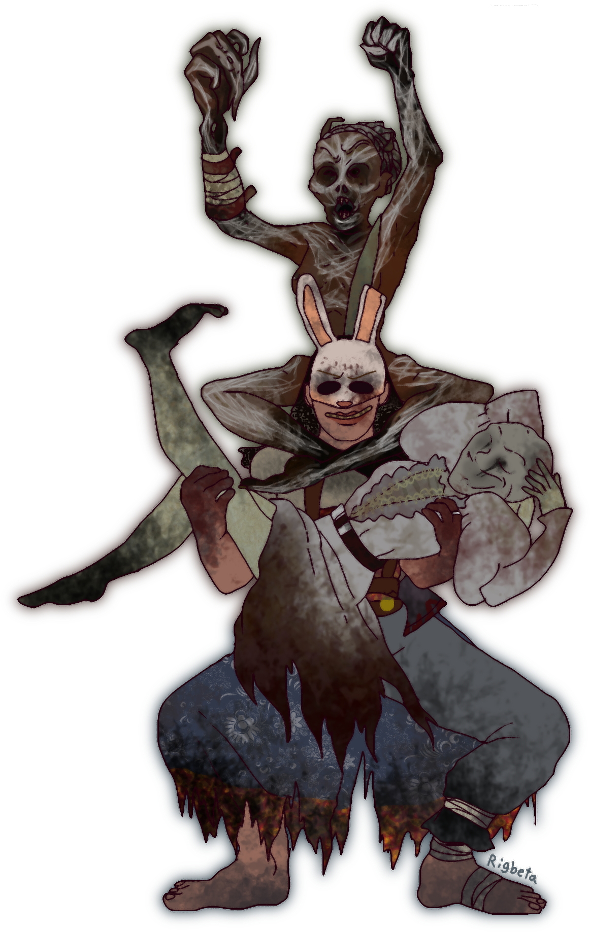 Dead_by_ Daylight_ Huntress_and_ Nurse_ Fan_ Art PNG with transparent background