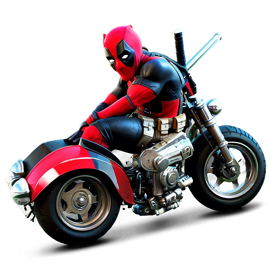 Deadpool On Motorcycle Png 36