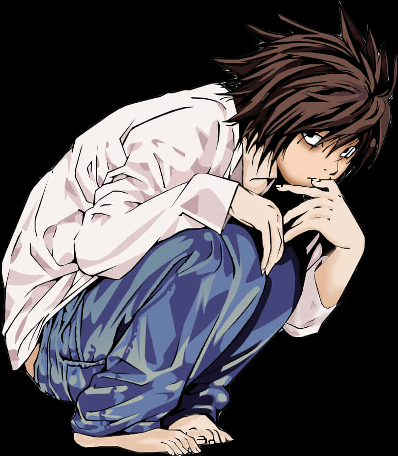 Death Note Character Crouching