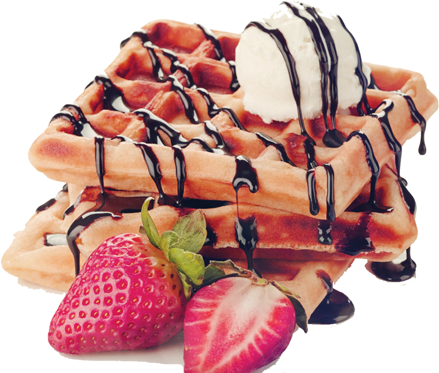 Decadent Waffleswith Ice Creamand Strawberries