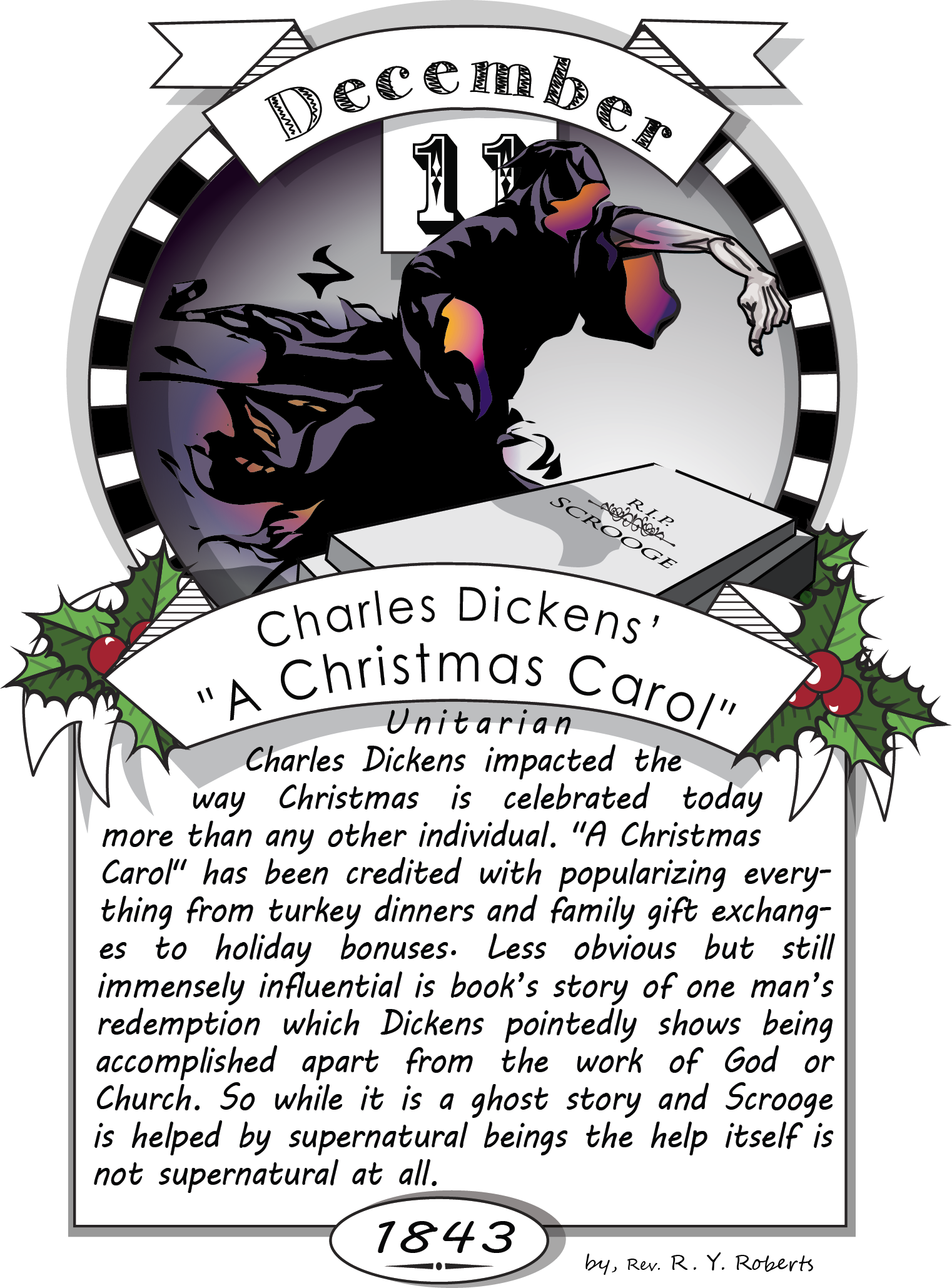 December Christmas Carol Charles Dickens PNG with transparent background
