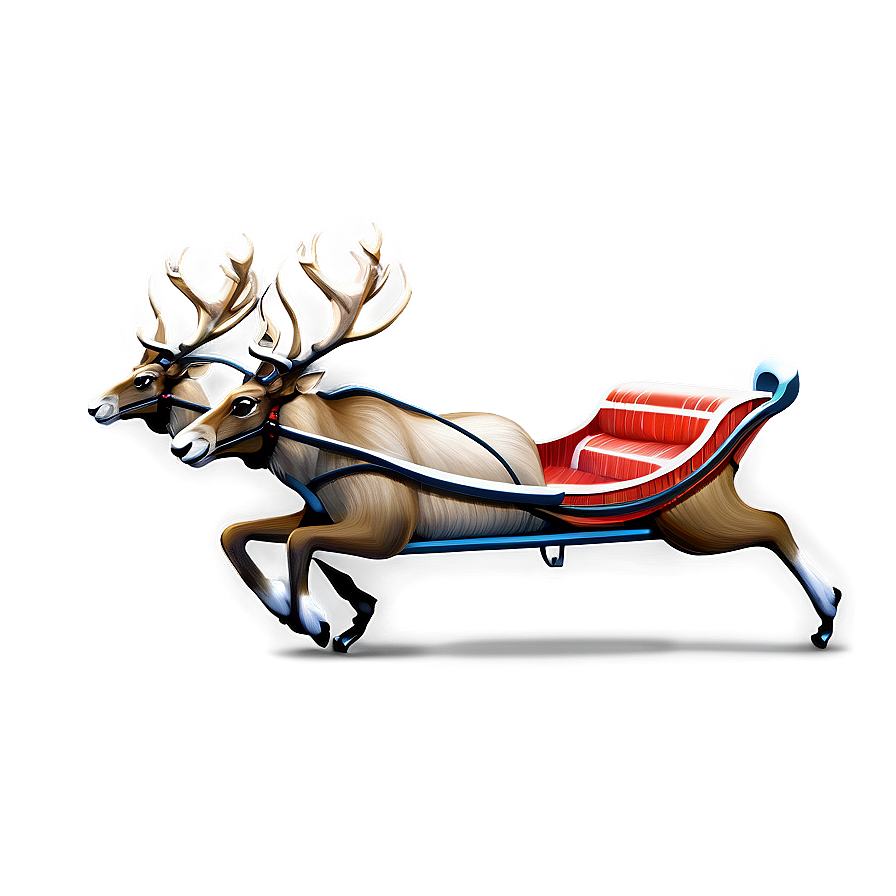 December Reindeer Sleigh Png 2