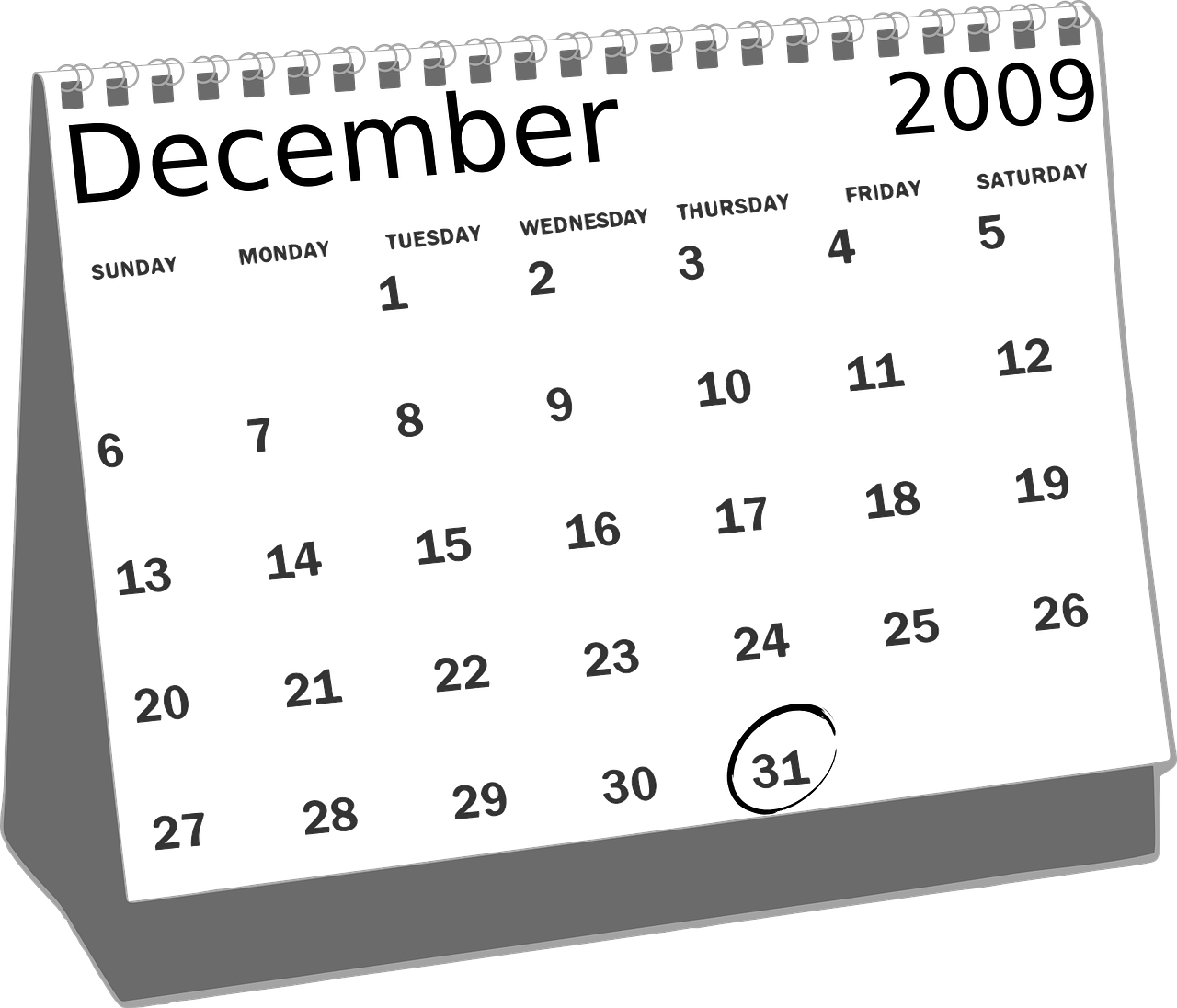 December2009 Calendar Clipart