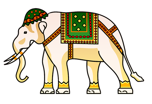 Decorated Asian Elephant Illustration PNG with transparent background
