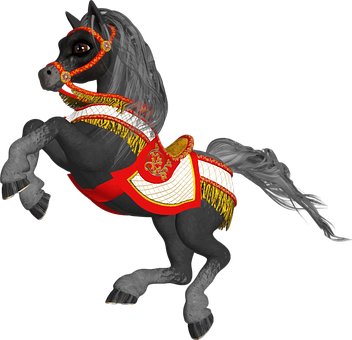 Decorated Carousel Horse Illustration