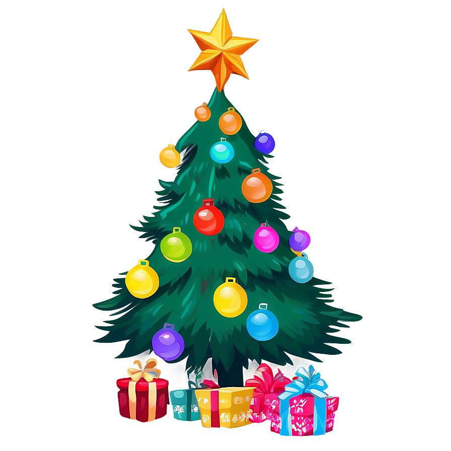 Decorated Cartoon Christmas Tree Png Bgn60