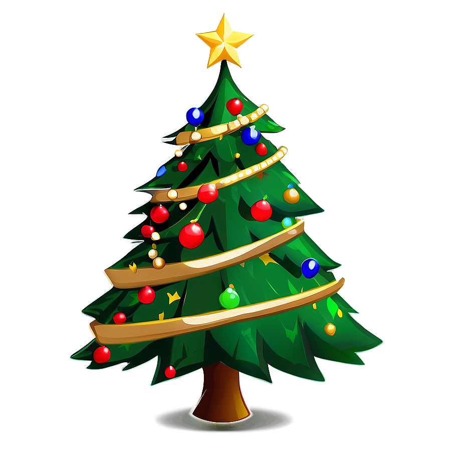 Decorated Cartoon Christmas Tree Png Fos