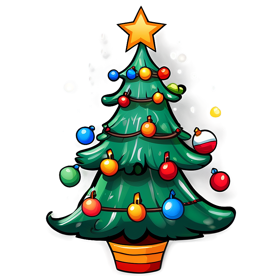 Decorated Cartoon Christmas Tree Png Obl77