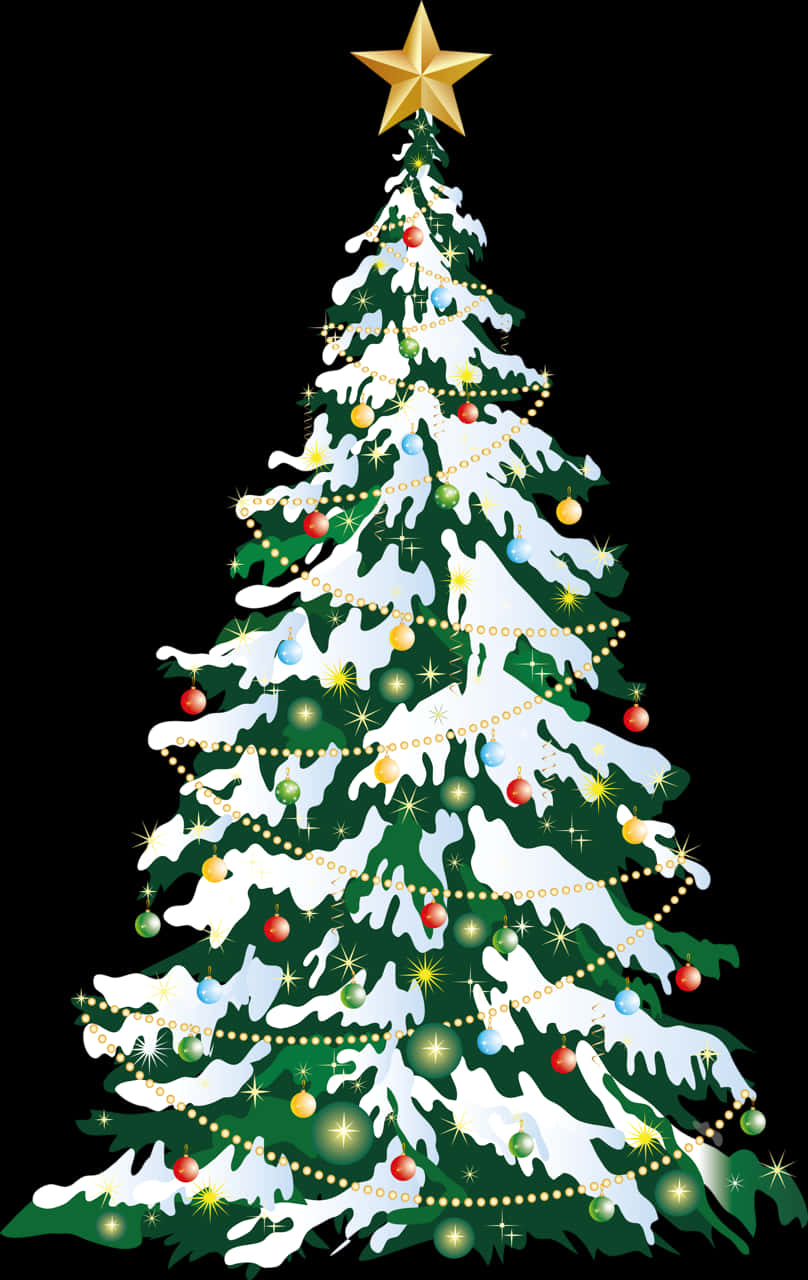 Decorated Christmas Tree Illustration