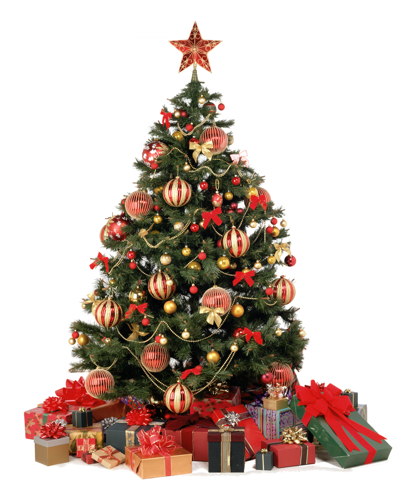 Decorated Christmas Treewith Gifts PNG with transparent background