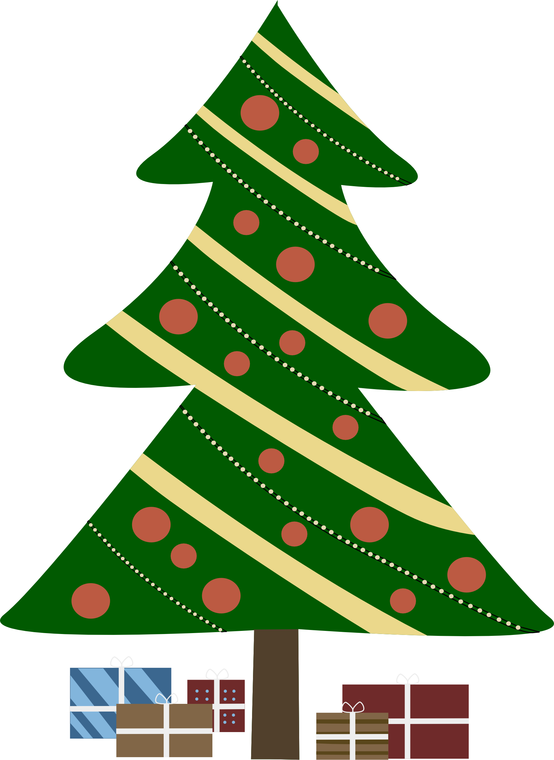 Decorated Christmas Treewith Presents PNG with transparent background