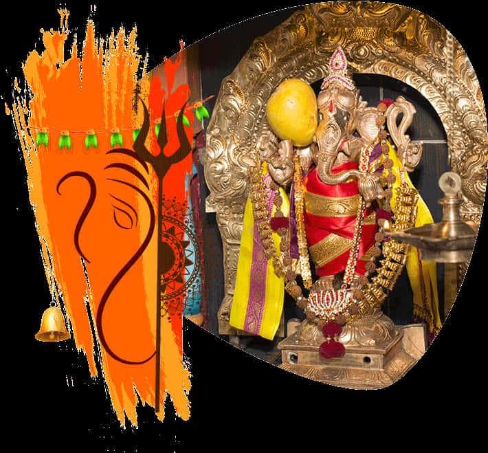 Decorated Vinayagar Statueand Artistic Representation