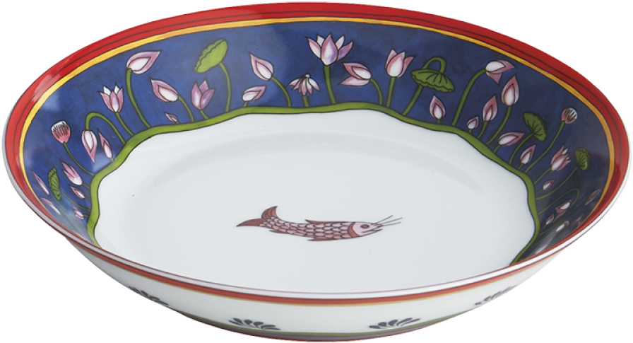 Decorative Ceramic Bowlwith Floraland Fish Design