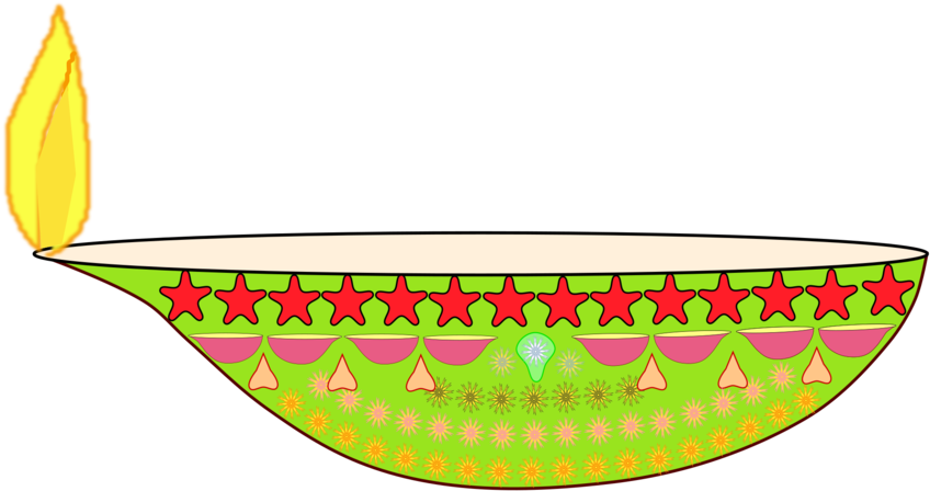 Decorative Diwali Diya Illustration PNG with transparent background
