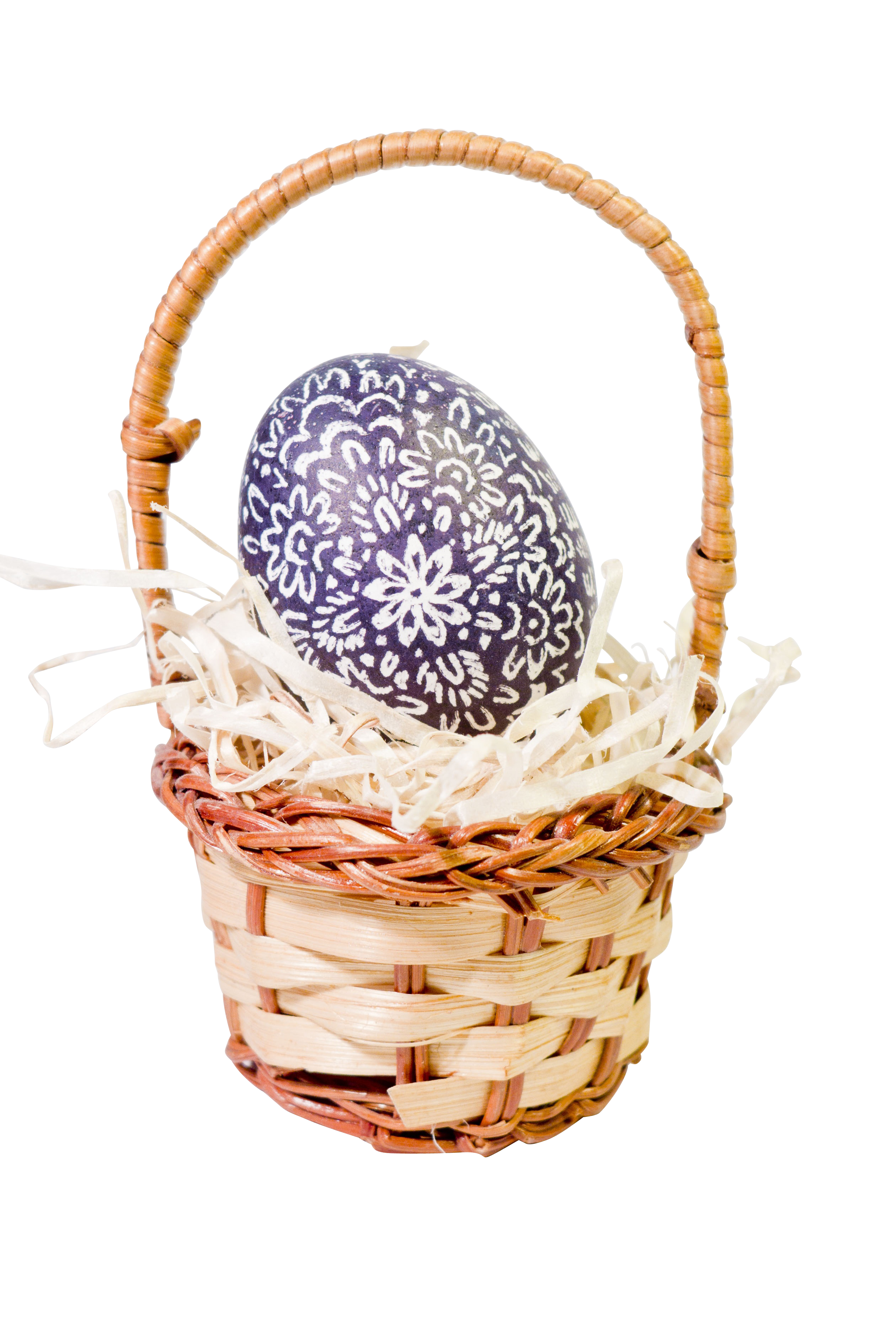 Decorative Easter Eggin Wicker Basket PNG with transparent background