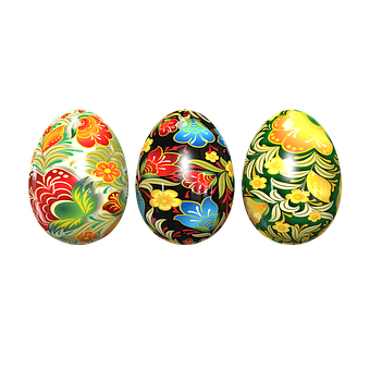 Decorative Easter Eggs Floral Patterns PNG with transparent background