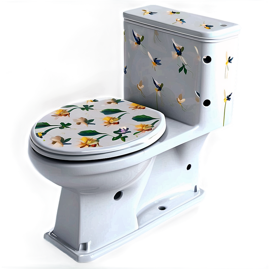 Decorative Floral Pattern Toilet Png 05042024