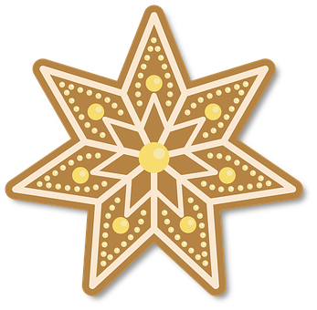 Decorative Gingerbread Star Cookie PNG with transparent background