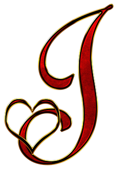 Decorative Letter Jwith Heart