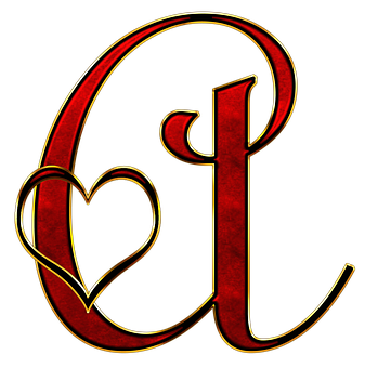 Decorative Letter Lwith Heart PNG with transparent background