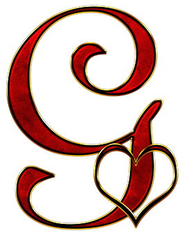 Decorative Letter Swith Heart PNG with transparent background