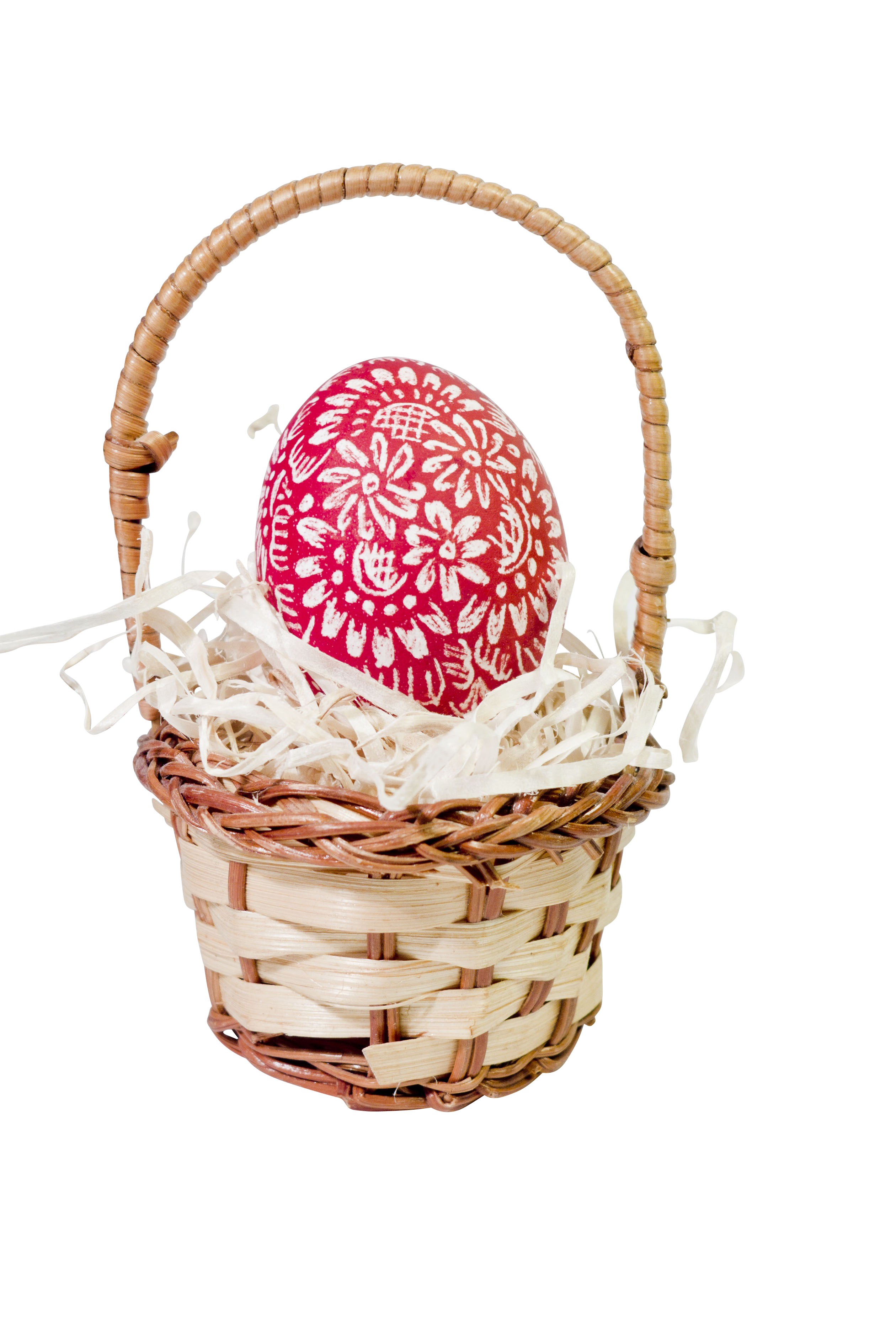 Decorative Red Patterned Eggin Basket PNG with transparent background