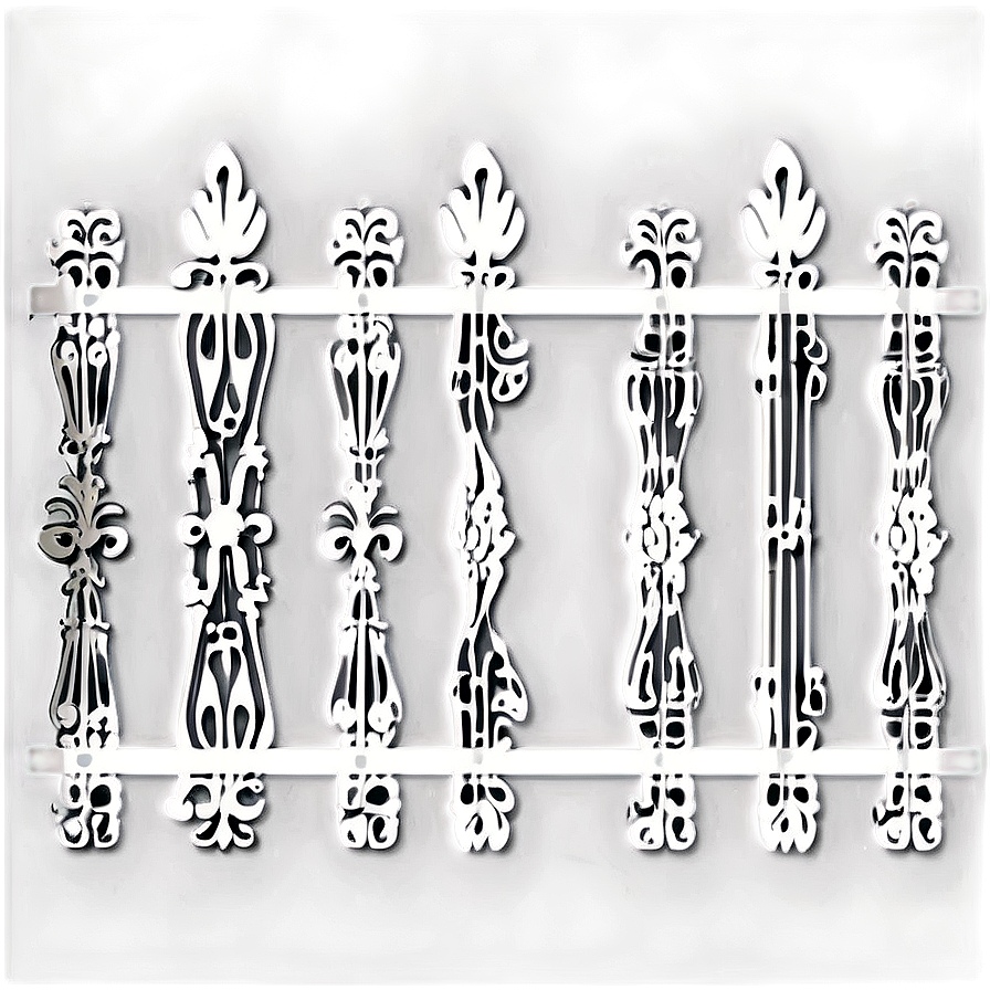 Decorative White Iron Fence Png 06272024