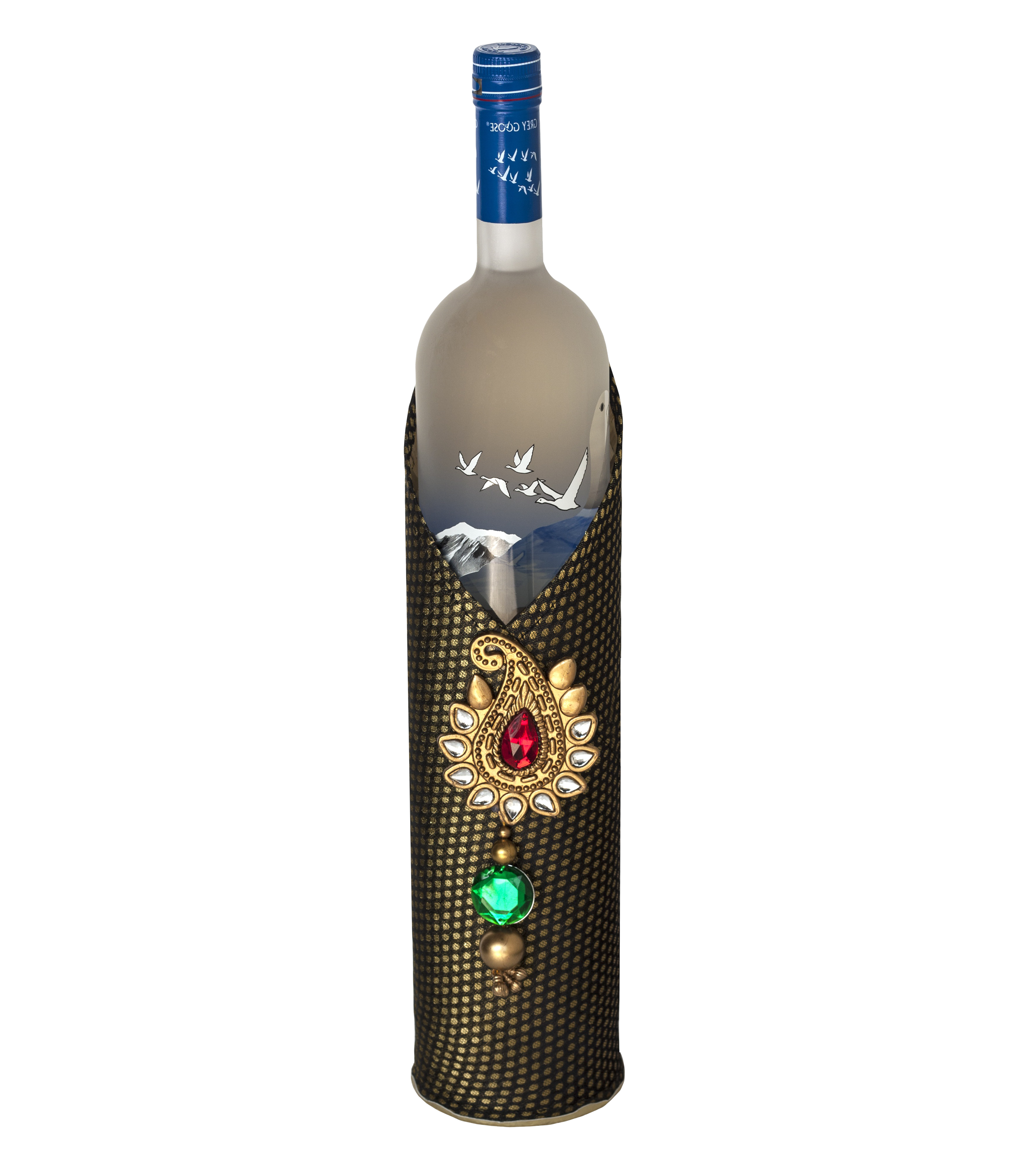 Decorative Wine Bottlewith Jeweled Netting