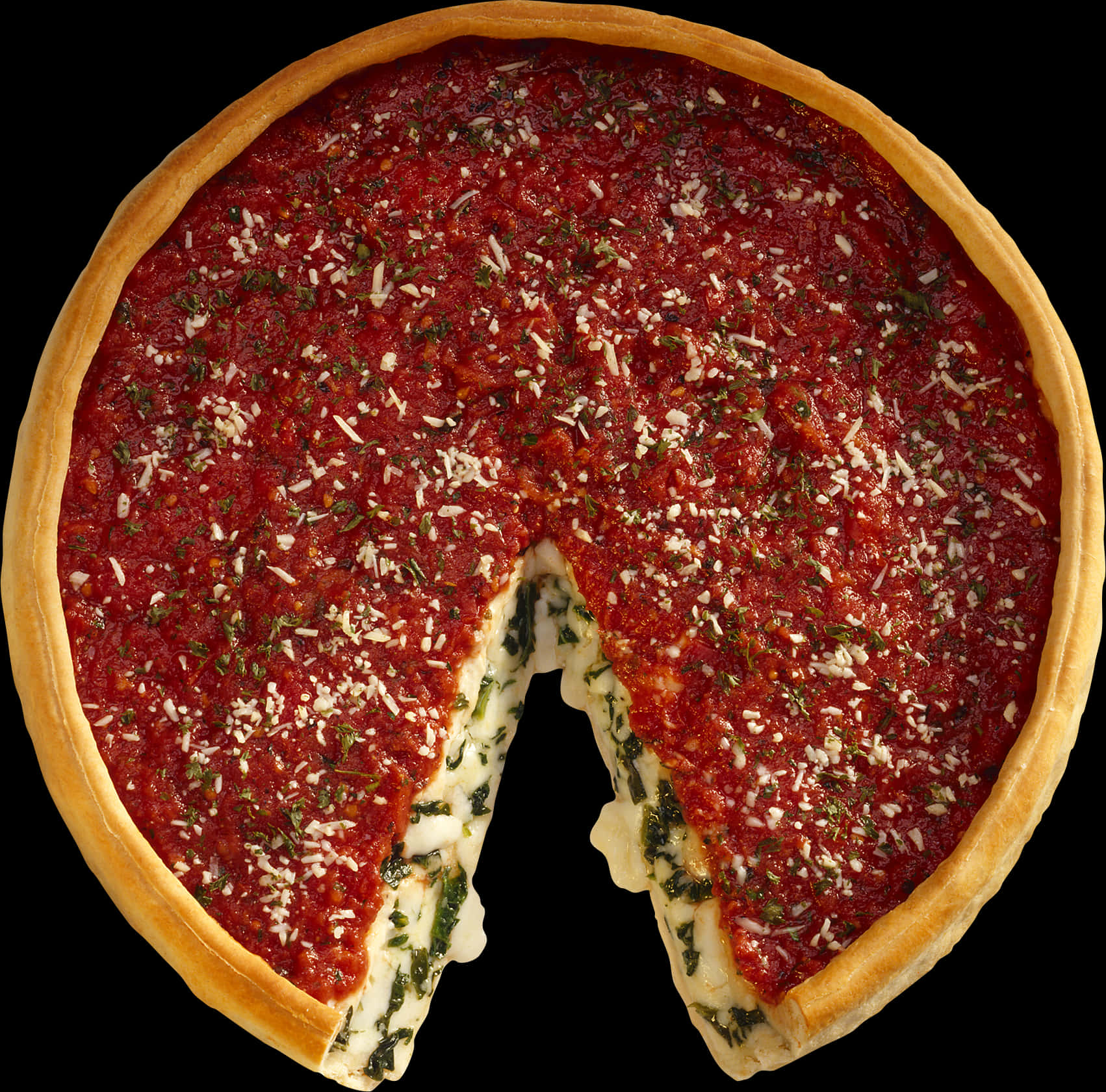 Deep Dish Pizzawith Slice Removed